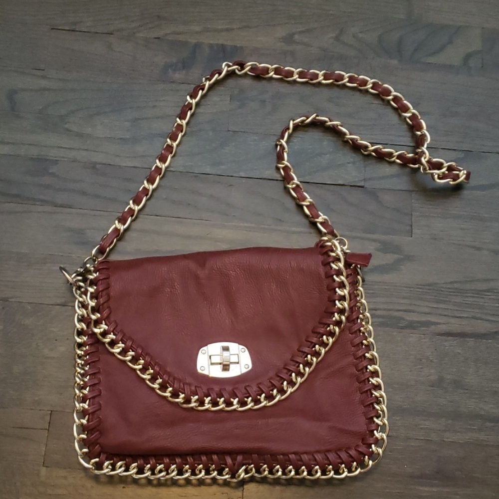Burgundy Gold Chain Crossbody